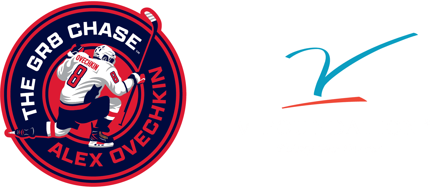 The GR8 CHASE Alex Ovechkin and V Foundation logo lockup